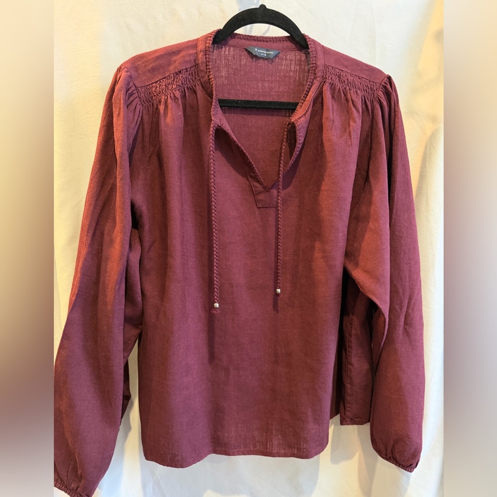 Denver Hayes Maroon Long Sleeve Blouse